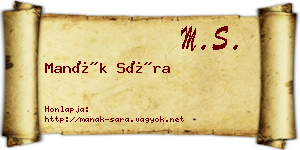 Manák Sára névjegykártya
